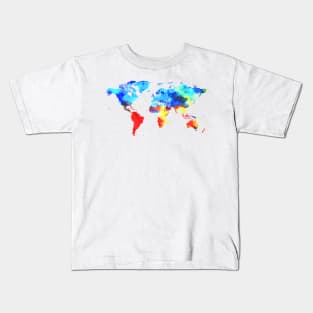 Painted Watercolor Map of the World Kids T-Shirt